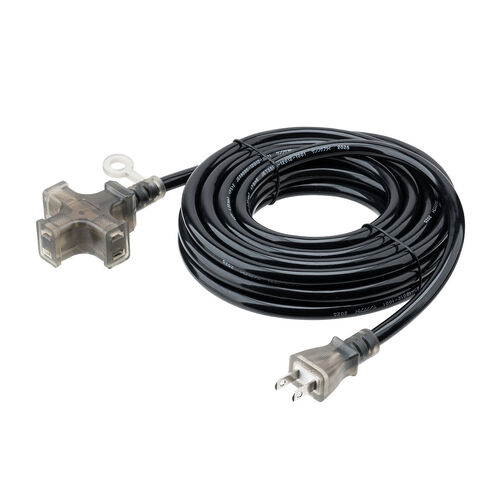 電源延長コード（5m・3個口・2極・高耐久・VCTケーブル・電源ケーブル・屋内用・ソフトケーブル・クリアブラック）