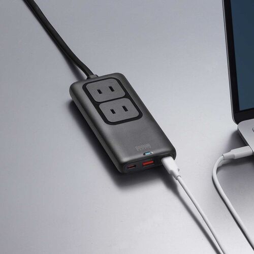 電源タップ（USB PD 65W・急速充電・GaN・1.5m・延長コード・【超薄型18mm】・Type-C×2 A×1 AC×2個口・コンセント・L型プラグ）