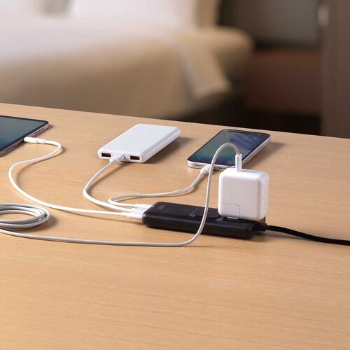 電源タップ（USB PD 65W・急速充電・GaN・1.5m・延長コード・【超薄型18mm】・Type-C×2 A×1 AC×2個口・コンセント・L型プラグ）