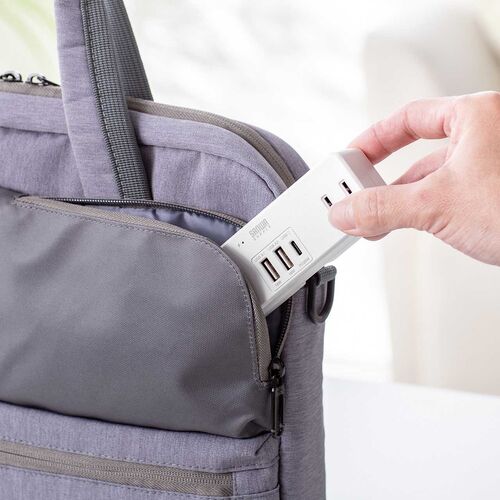 電源タップ（USB充電対応・Type-c 急速充電・20W・PD対応・9台同時接続・AC6個口・直挿し・コンパクト・小型・旅行・出張・コンセントタップ・ホワイト）