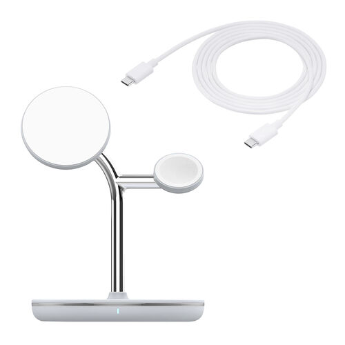 3in1 ワイヤレス充電器（MagSafe/Apple Watch認証品・充電スタンド・最大15W急速充電・iPhone 16/15/14/13/12・Apple Watch・AirPods）