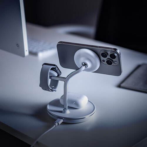 3in1 ワイヤレス充電器（MagSafe/Apple Watch認証品・充電スタンド・最大15W急速充電・iPhone 16/15/14/13/12・Apple Watch・AirPods）