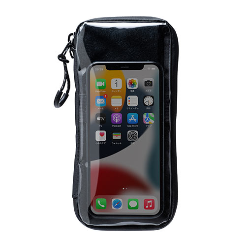 サイクルポーチ（防滴・自転車用・スマートポーチ・ライドポーチ・iPhone・スマートフォン・小物入れ・お金・小銭・カード収納・ブラック）