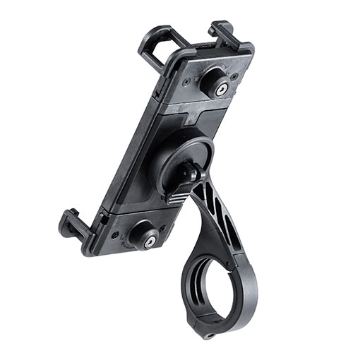 自転車用スマホホルダー（脱落防止・固定・iPhone・スマートフォン・4～6.5インチ対応・360度回転・簡単着脱・ブラック）