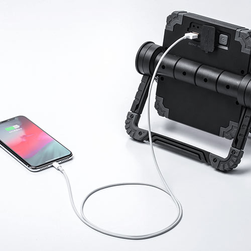 LED投光器（作業灯・充電式・屋外・アウトドア・最大20W・480ルーメン・バッテリー内蔵・COBチップ）