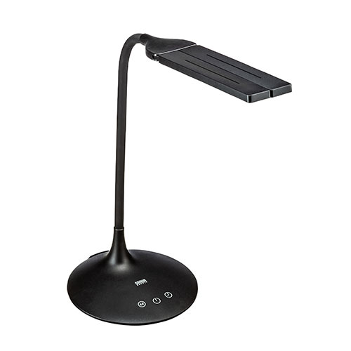 LEDデスクライト（充電式・コードレス・無段階調光・3段階調色・AC電源・280ルーメン・発光面可動式・フレキシブルアーム・ブラック）