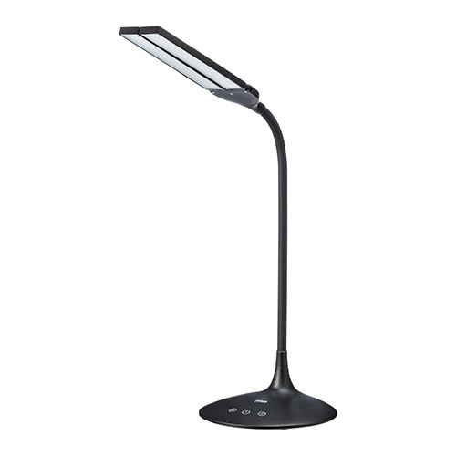 LEDデスクライト（充電式・コードレス・無段階調光・3段階調色・AC電源・280ルーメン・発光面可動式・フレキシブルアーム・ブラック）
