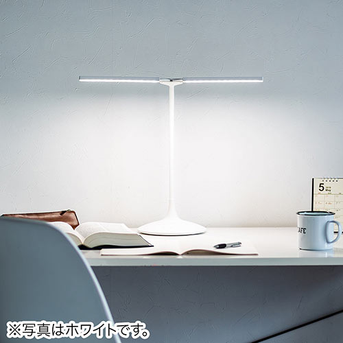 LEDデスクライト（充電式・コードレス・無段階調光・3段階調色・AC電源・280ルーメン・発光面可動式・フレキシブルアーム・ブラック）