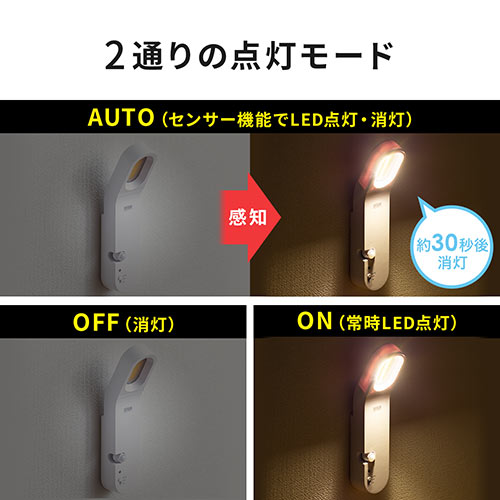 LEDライト（LEDセンサーライト・人感センサー・明暗センサー・USB充電