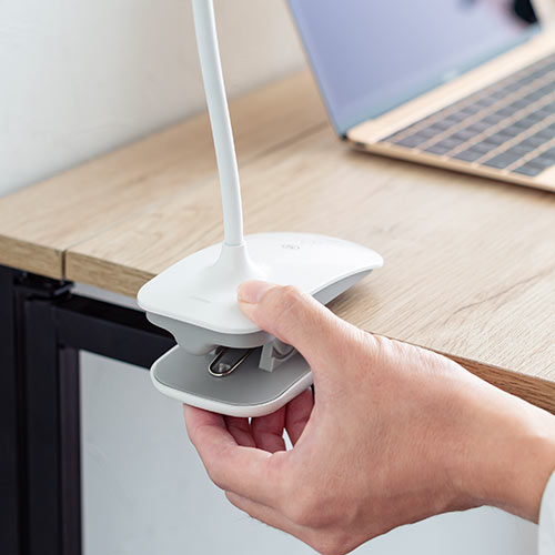 デスクライト（LED・多機能・調光・明るい・クリップ・充電式・調光・マグネット・シンプル・おすすめ・おしゃれ・勉強・テレワーク・ホワイト） LED039