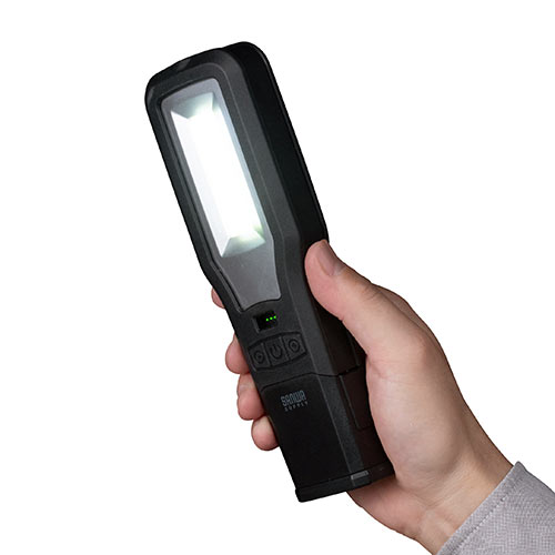 LEDライト(クレードル式・LED懐中電灯・USB充電式・マグネット・フック付き・最大500ルーメン・作業灯・防災・COBチップ）