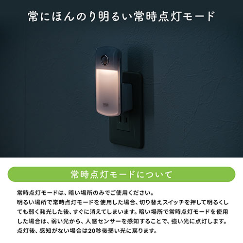 【アウトレット･訳あり・セール】人感センサー付きLEDライト（足元灯 ナイトライト 自動点灯 自動消灯 手持ちライト 小型 充電式 AC電源 屋内用）