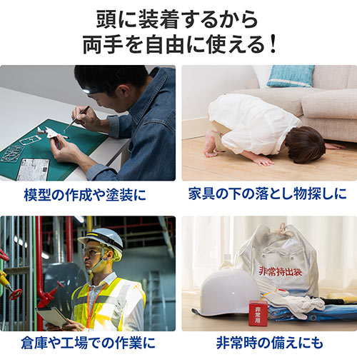 ヘッドライト LEDライト USB充電式 モーションセンサー付き 面発光 最大約350ルーメン ヘルメット 夜間作業 防災