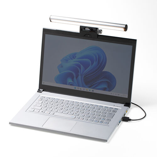 ノートPC用LEDライト（クリップ式・明るさ無段階・色温度5段階・タッチ操作・最大60ルーメン・ケーブル長1m・USB給電・小型）