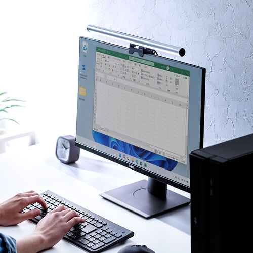 液晶モニター用LEDライト（クリップ式・幅40cm・明るさ無段階・色温度5段階・タッチ操作・最大60ルーメン・ケーブル長1m・USB給電）