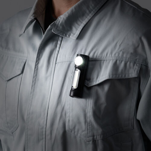 小型防水LEDライト（USB充電式・マグネット内蔵・防水仕様・IPX6・最大400ルーメン・面発光COB LED・自転車用アタッチメント付き）