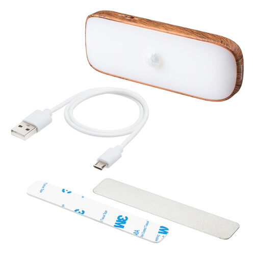 人感センサーライト（LED・マグネット・ネジ穴・メタルプレート取付け・常時点灯対応・65ルーメン・木目調） LED065BRM