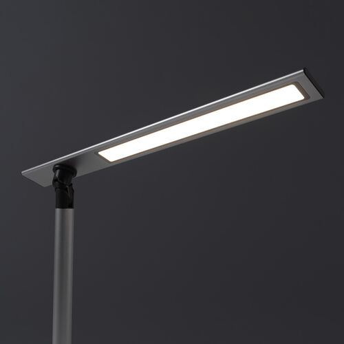 LEDデスクライト（アルミ製スタイリッシュタイプ・平面発光式・無段階調光・3段階調色・最大1000ルクス・ナイトライト付き・ガンメタ）