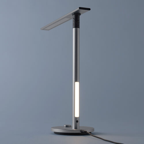 LEDデスクライト（アルミ製スタイリッシュタイプ・平面発光式・無段階調光・3段階調色・最大1000ルクス・ナイトライト付き・ガンメタ）