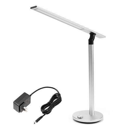 LEDデスクライト（アルミ製スタイリッシュタイプ・平面発光式・無段階調光・3段階調色・最大1000ルクス・ナイトライト付き・シルバー）