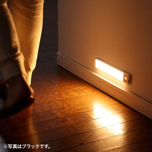 人感センサーライト（薄型・LED・Sサイズ・幅23.3cm・3段階調色・無段階調光・最大130ルーメン・マグネット内蔵・USB充電式・シルバー） LED072SV