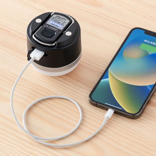 LEDランタン（充電式・コンパクト・最大600ルーメン・マグネット・フック・対応・USB充電対応・ブラック）