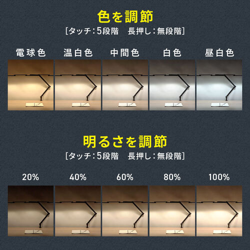 デスクライト（LEDデスクライト・クランプ・アームライト・1300ルーメン・おすすめ・おしゃれ・目に優しい・調光・調色・広範囲点灯・3灯） LED078