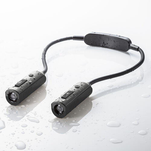 ネックライト（首掛け式LED・USB充電式・作業用ライト・防水規格IP44・最大120ルーメン・フレキシブルアーム・ブラック）