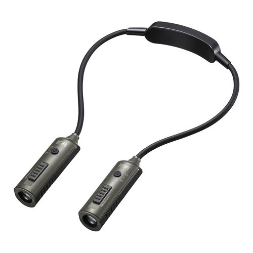 ネックライト（首掛け式LED・USB充電式・作業用ライト・防水規格IP44・最大120ルーメン・フレキシブルアーム・ブラック）