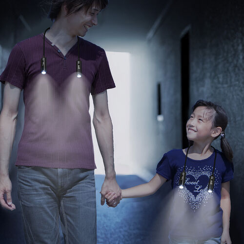 ネックライト（首掛け式LED・USB充電式・作業用ライト・防水規格IP44・最大120ルーメン・フレキシブルアーム・ブラック）