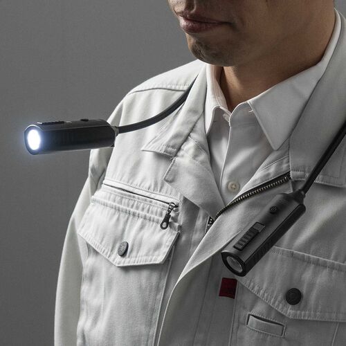 ネックライト（首掛け式LED・USB充電式・作業用ライト・防水規格IP44・最大120ルーメン・フレキシブルアーム・ブラック）