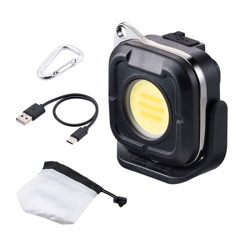 LEDライト（充電式・懐中電灯・コンパクト・COBライト・500ルーメン・作業・アウトドア・最大15時間・マグネット・フック設置対応・防水IPX5） LED085BK