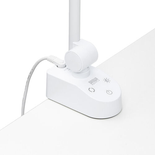 デスクライト（広範囲照射LED・調光調色・アームライト・タッチセンサー・クランプ固定・横幅45cm・ホワイト）