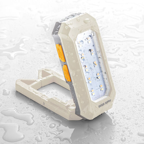 作業灯（LED・充電式・防水・小型・クリップ・マグネット付・500ルーメン・スタンド・手持ちライト・ベージュ）