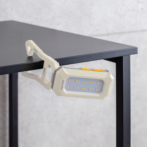 作業灯（LED・充電式・防水・小型・クリップ・マグネット付・500ルーメン・スタンド・手持ちライト・ベージュ）