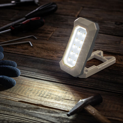 作業灯（LED・充電式・防水・小型・クリップ・マグネット付・500ルーメン・スタンド・手持ちライト・ベージュ）