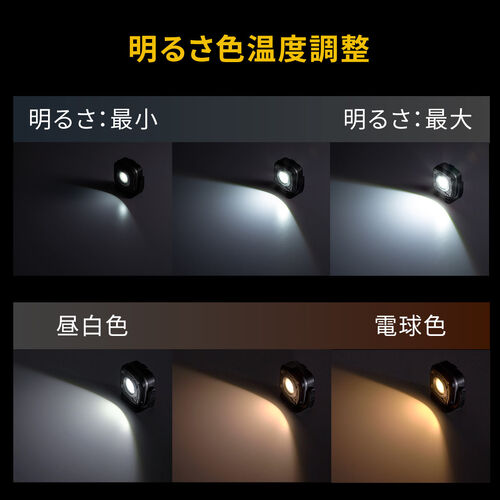 充電式 LED作業灯（無段階調光・角度調整・防水IPX6・多用途設置）