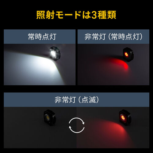 充電式 LED作業灯（無段階調光・角度調整・防水IPX6・多用途設置）