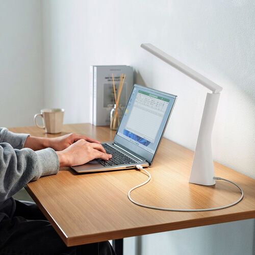 LEDデスクライト（充電式・コードレス・USB Type-C・折りたたみ・省スペース・コンパクト・卓上ライト・3段階調色・無段階調光・高演色Ra90・約13時間・ホワイト）