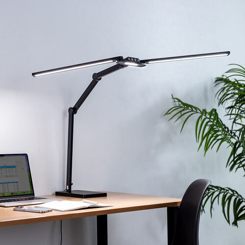 デスクライト（LEDライト・スタンド・幅95cm・多関節アーム・1650ルーメン・5段階調光・5段階調色・スタンドライト・卓上・広範囲点灯・3灯）
