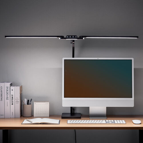 デスクライト（LEDライト・スタンド・幅95cm・多関節アーム・1650ルーメン・5段階調光・5段階調色・スタンドライト・卓上・広範囲点灯・3灯）