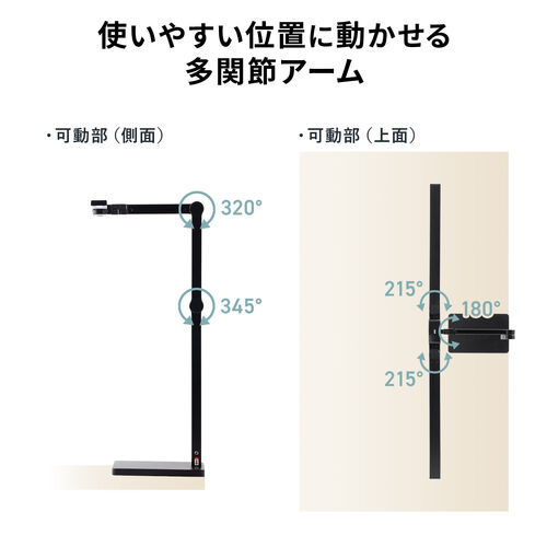 デスクライト（LEDライト・スタンド・幅95cm・多関節アーム・1650ルーメン・5段階調光・5段階調色・スタンドライト・卓上・広範囲点灯・3灯）