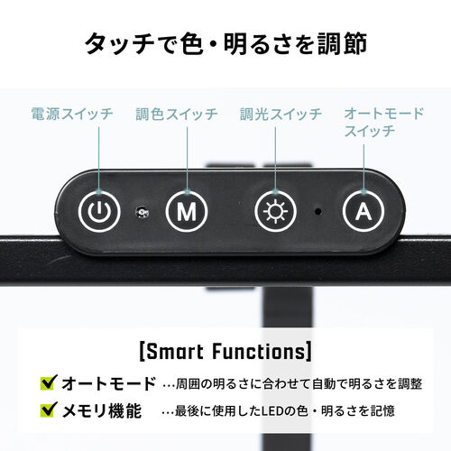デスクライト（LEDライト・スタンド・幅95cm・多関節アーム・1650ルーメン・5段階調光・5段階調色・スタンドライト・卓上・広範囲点灯・3灯）