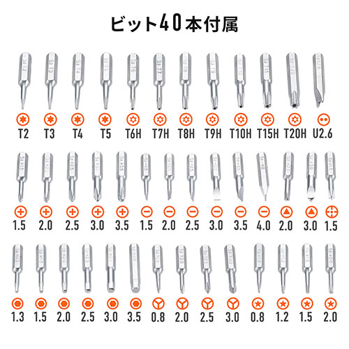 ペン型電動ドライバ 精密ドライバ（トルク調整8段階 USB充電式 コードレス 正逆転可能 ビット40本 小型 収納ケース）