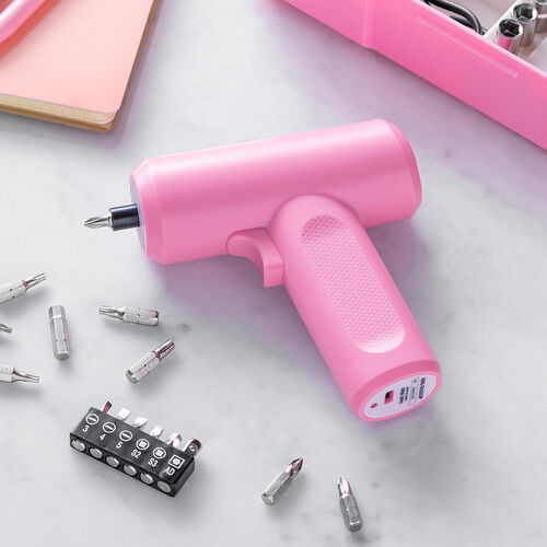 電動ドライバー（収納ケース付き・26-in-1・Type-C充電式・ビット26種類・コードレス・ハンディ・軽量・小型・LED付き・かわいい・女性・初心者・工具・DIY・ピンク）