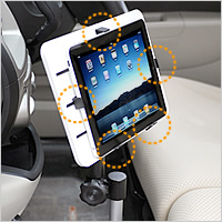 【在庫処分SALE】車載用iPadテーブル（フロント用）。クルマの中でiPadが使える便利なカー用品（iPad5 (Air) 対応製品）