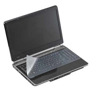 【訳あり 新品】ノート用キーボードマルチカバー（横長ロング・フリーカット・抗菌） ※箱にキズ、汚れあり