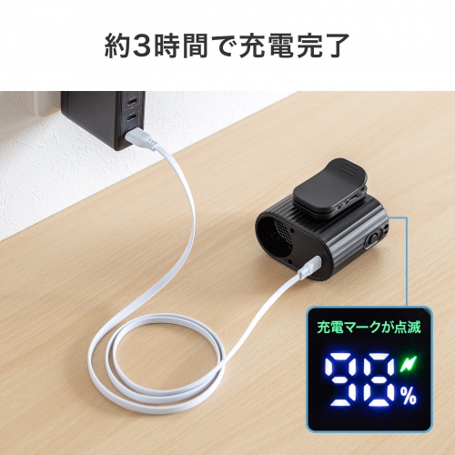 2WAYベルトファン（USB扇風機・ウエストファン・半固体電池・腰かけファン・超強風・100段階風量・腰かけ/首かけ・簡易空調作業服・小型・安全・LED残量表示・USB-C充電・ブラック）