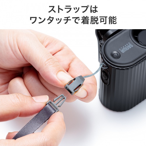 2WAYベルトファン（USB扇風機・ウエストファン・半固体電池・腰かけファン・超強風・100段階風量・腰かけ/首かけ・簡易空調作業服・小型・安全・LED残量表示・USB-C充電・ブラック）