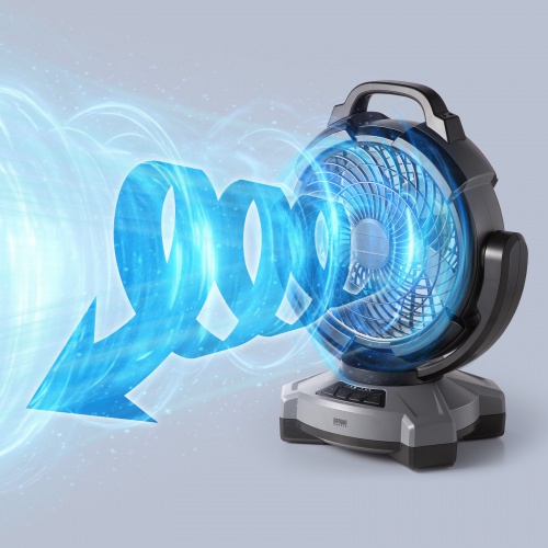 大型作業用ファン（充電式・扇風機・自動首振・ 据え置き・3段階風量調整・タイマー機能・サーキュレーター・バッテリー・ブラック）